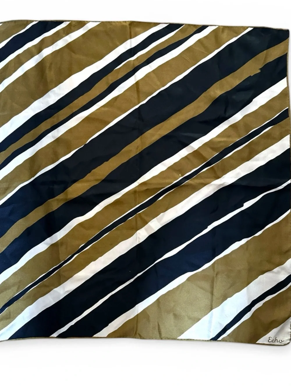 Vintage ECHO Scarf Brown Geographic Striped Silk